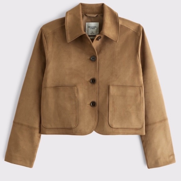 ABERCROMBIE AND FITCH VEGAN SUEDE Women's Tan Jacket SIZE MEDIUM - Picture 2 of 2